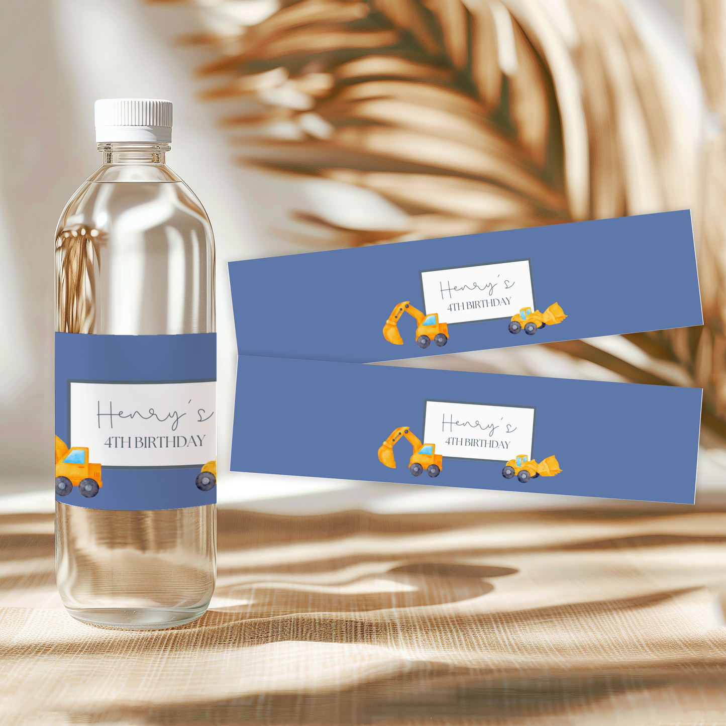 Digger Water Bottle Labels