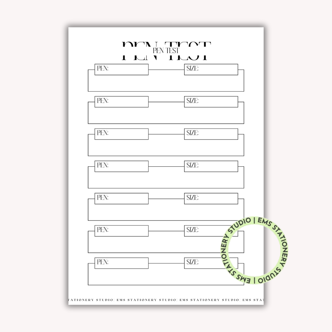 Pen Tracker Journal Inserts **Digital Download**