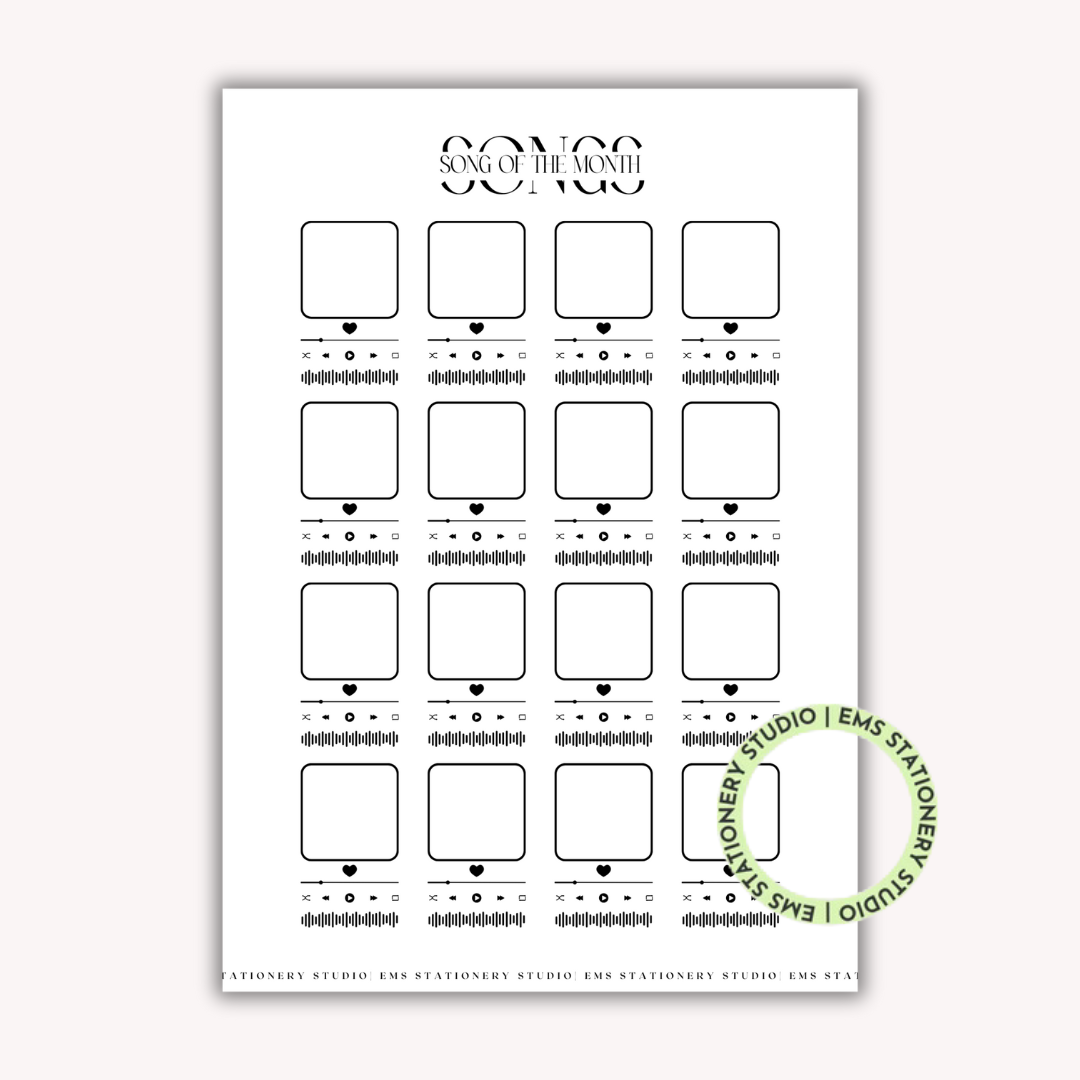 Songs Journal Inserts **Digital Download**