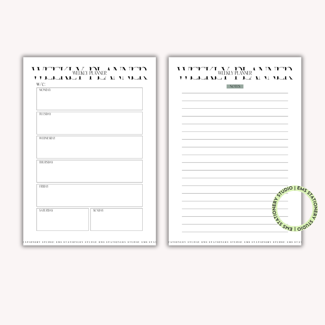 Weekly Planner Journal Inserts **Digital Download**