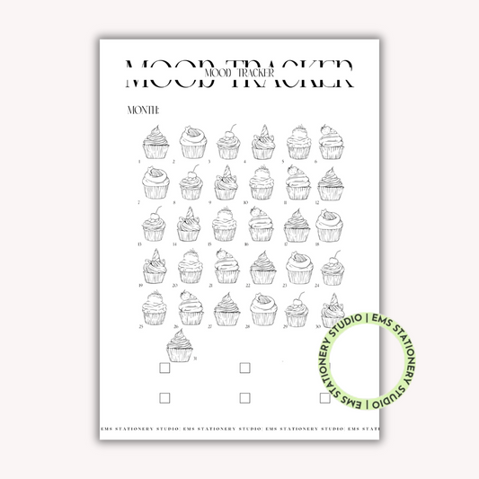 Cupcake Monthly Mood Tracker Journal Inserts **Digital Download**