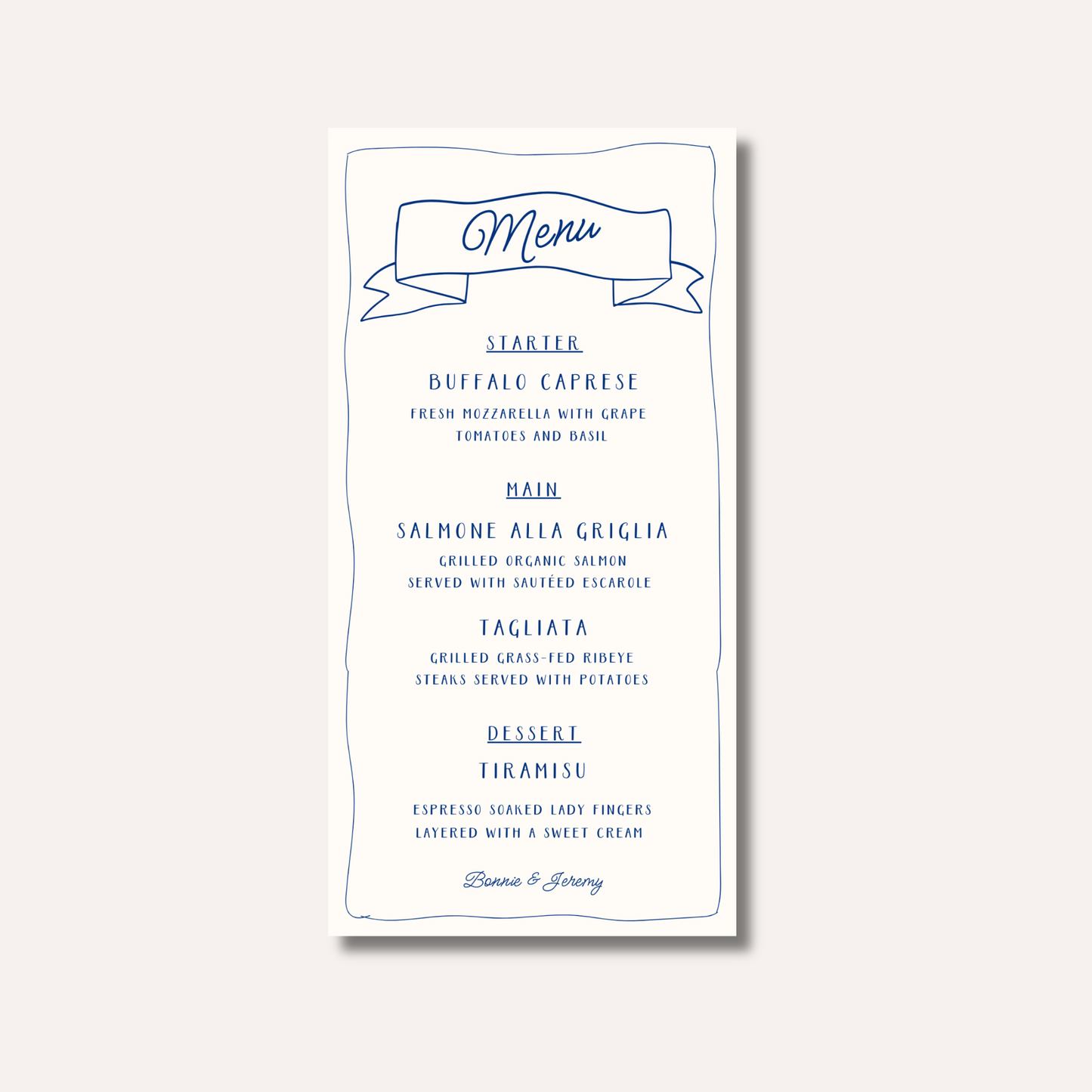 Bonnie Blue Menu