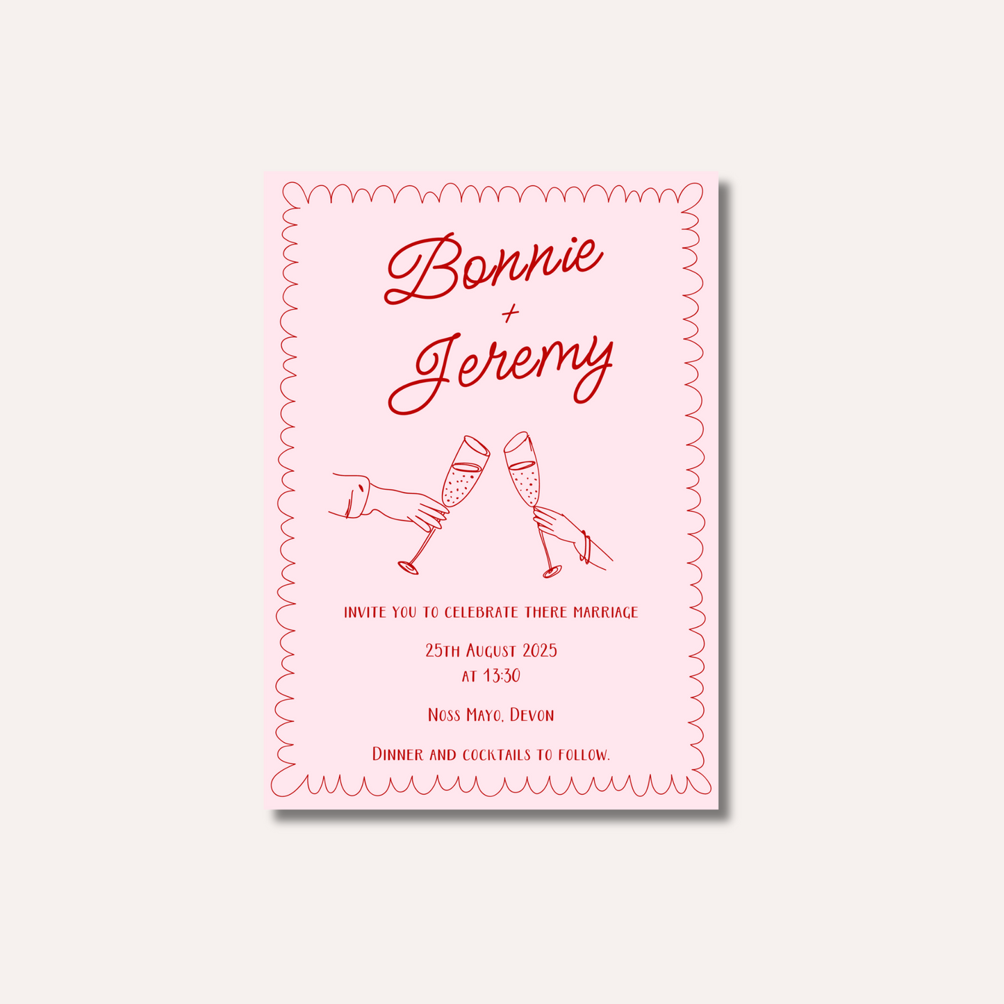 Bonnie Pink Wedding Invitation Suite