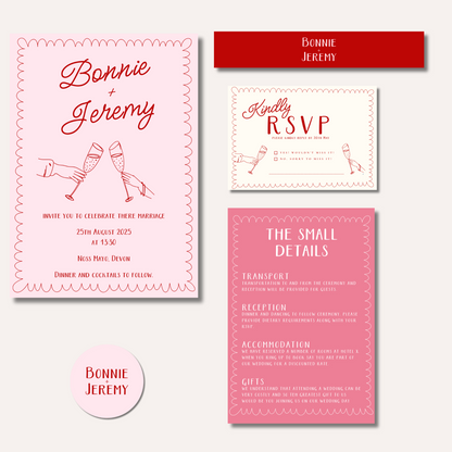 Bonnie Pink Wedding Invitation Suite