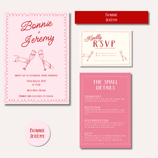 Bonnie Pink Wedding Invitation Suite