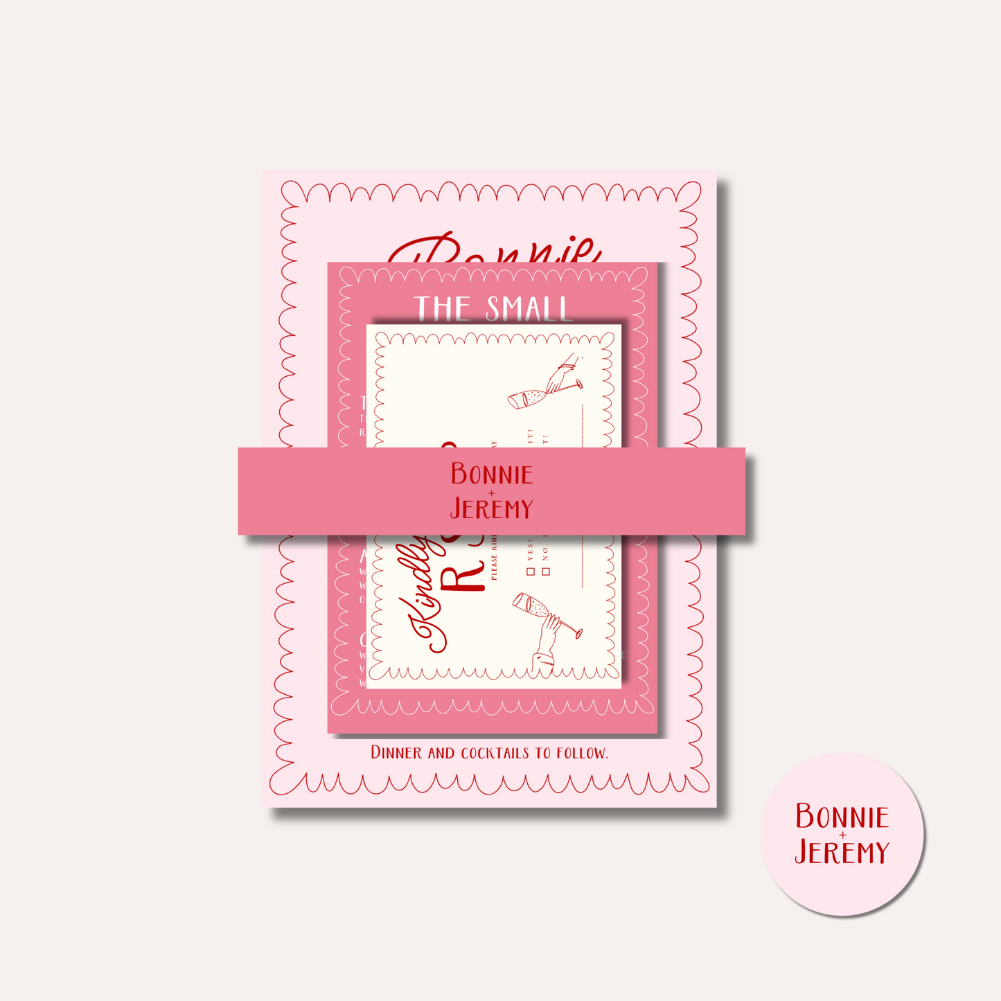 Bonnie Pink Wedding Invitation Suite