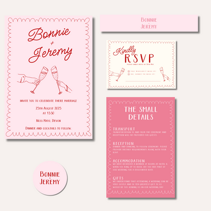 Bonnie Pink Wedding Invitation Suite