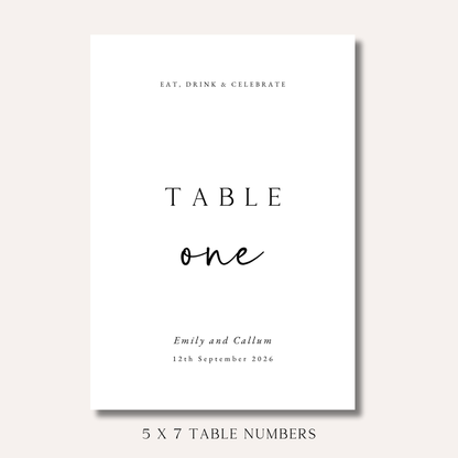 Table Numbers- Minimalistic Style #10