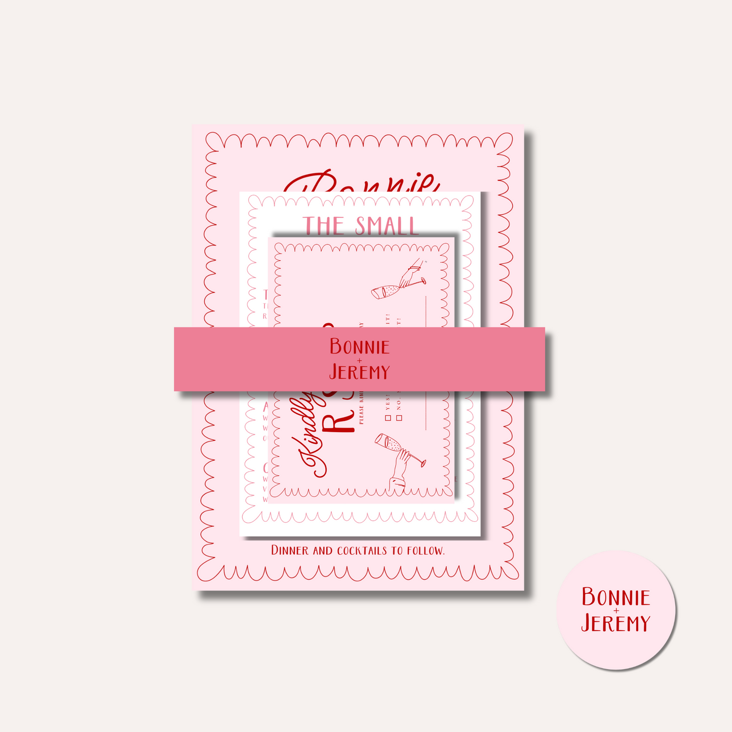 Bonnie Pink Wedding Invitation Suite