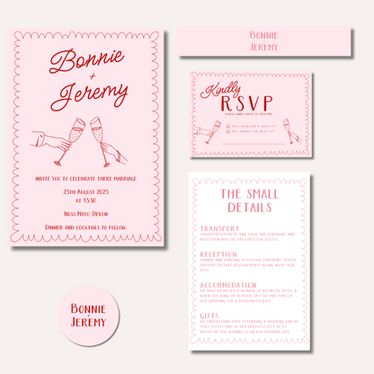 Bonnie Pink Wedding Invitation Suite