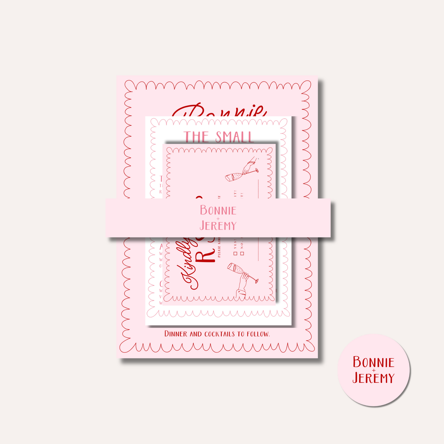 Bonnie Pink Wedding Invitation Suite