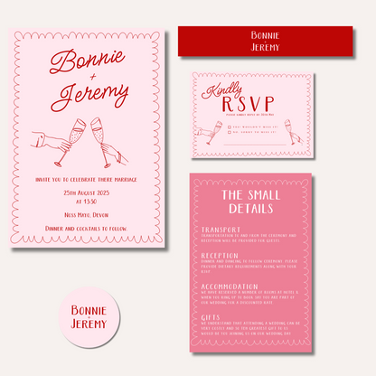 Bonnie Pink Wedding Invitation Suite