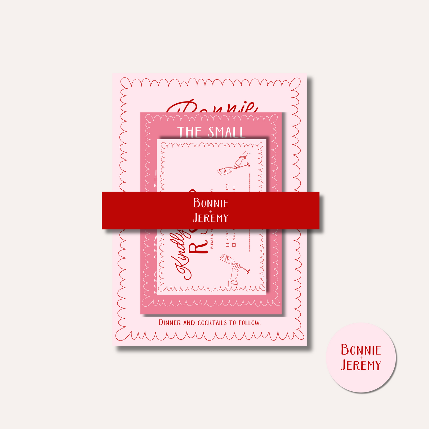 Bonnie Pink Wedding Invitation Suite