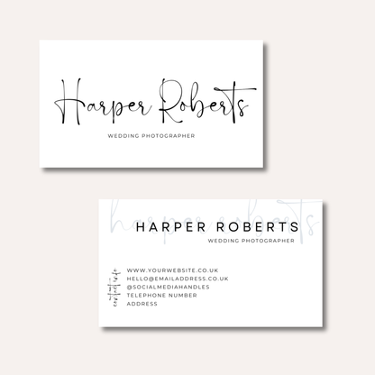 Minimalistic Calligraphy Print Business Cards