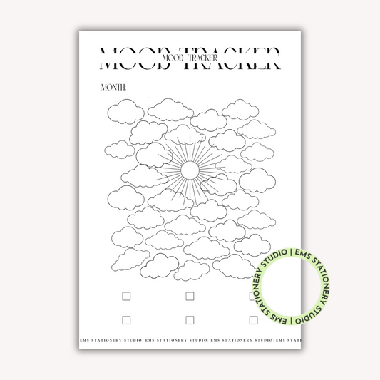 Cloud Monthly Mood Tracker Journal Inserts **Digital Download**