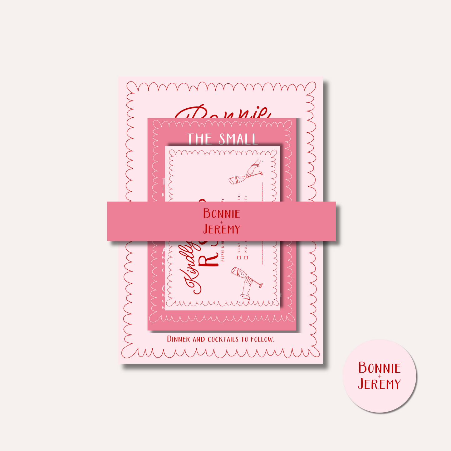 Bonnie Pink Wedding Invitation Suite