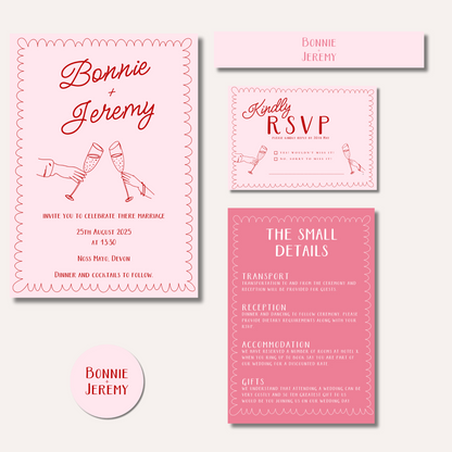 Bonnie Pink Wedding Invitation Suite