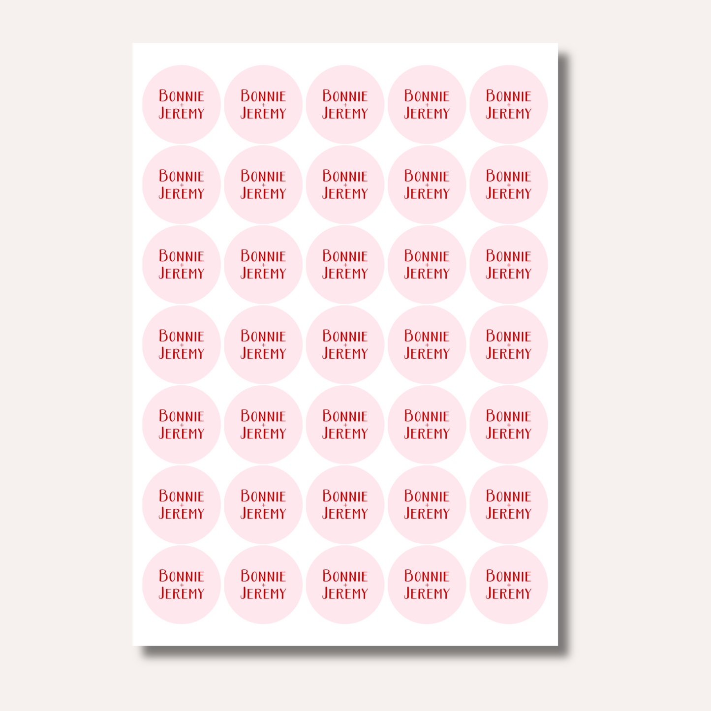 Bonnie Pink Sticker Sheets: 35 round stickers