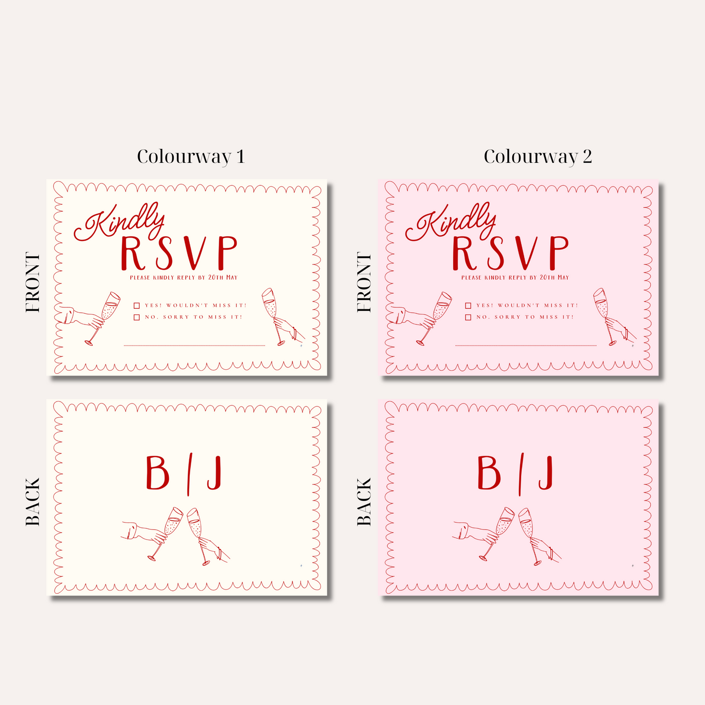 Bonnie Pink Wedding Invitation Suite