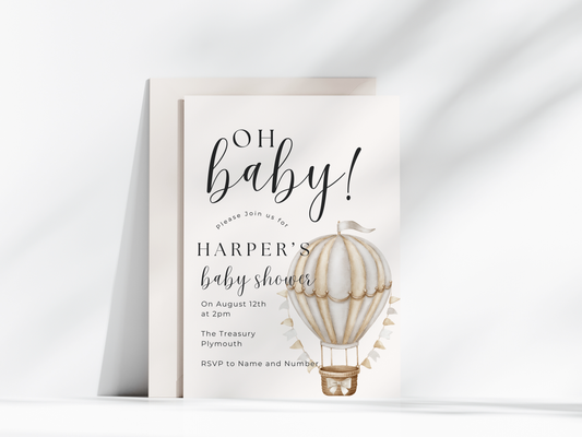 Hot Air Balloon Baby Shower Invitation