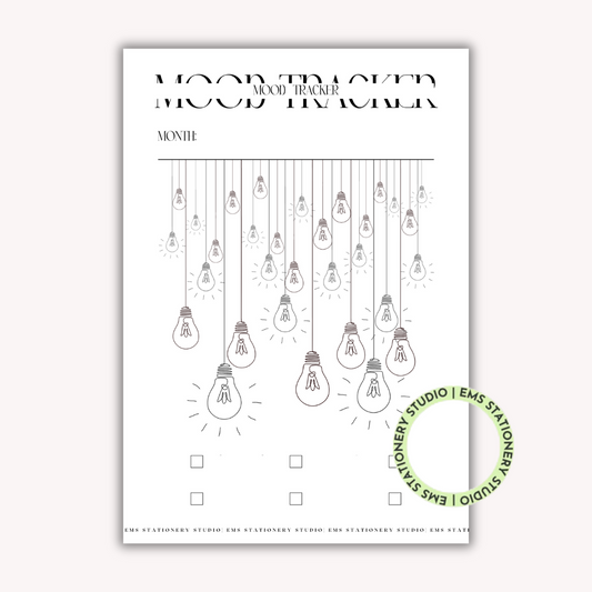 Light Bulbs Monthly Mood Tracker Journal Inserts **Digital Download**