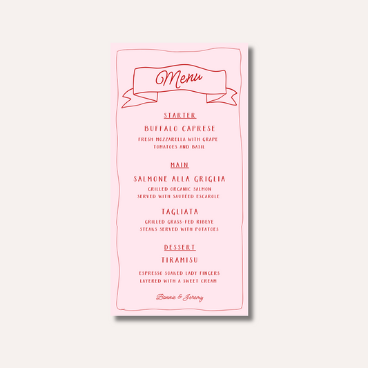 Bonnie Pink Menu