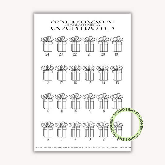 Christmas Countdown Presents Journal Inserts **Digital Download**