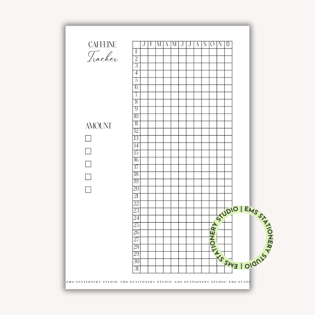 A Year of Caffeine Journal Inserts **Digital Download**