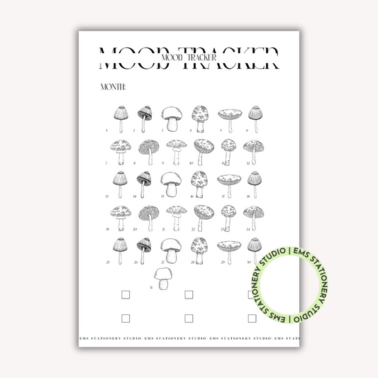 Mushroom Monthly Mood Tracker Journal Inserts **Digital Download**