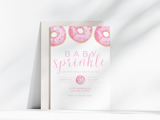 Pink Donut Baby Shower Invitation