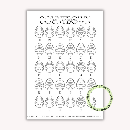 Easter Countdown Eggs Journal Inserts **Digital Download**