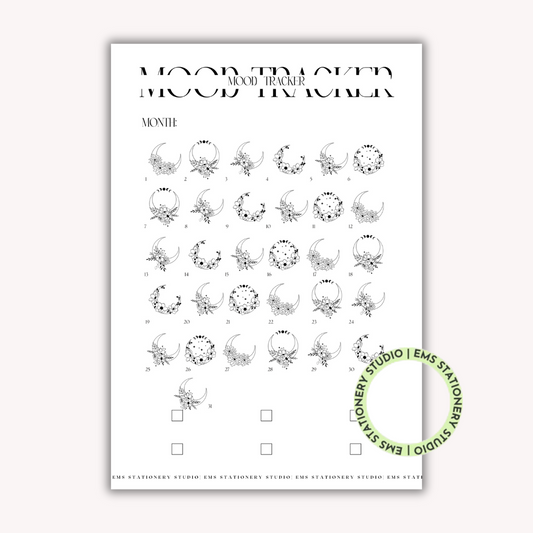 Floral Moon Monthly Mood Tracker Journal Inserts **Digital Download**