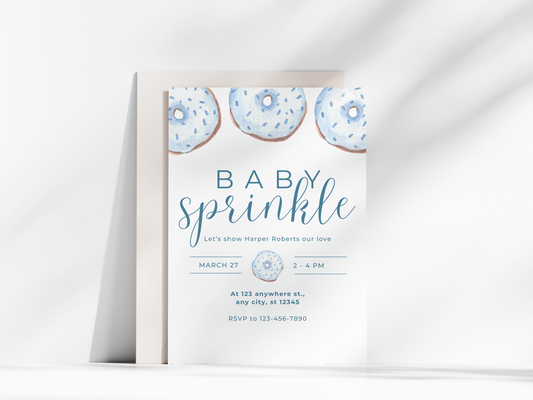 Blue Donut Baby Shower Invitation