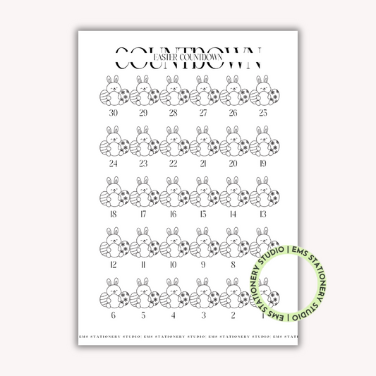 Easter Countdown Bunnies Journal Inserts **Digital Download**