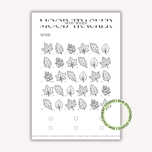 Leaves Monthly Mood Tracker Journal Inserts **Digital Download**