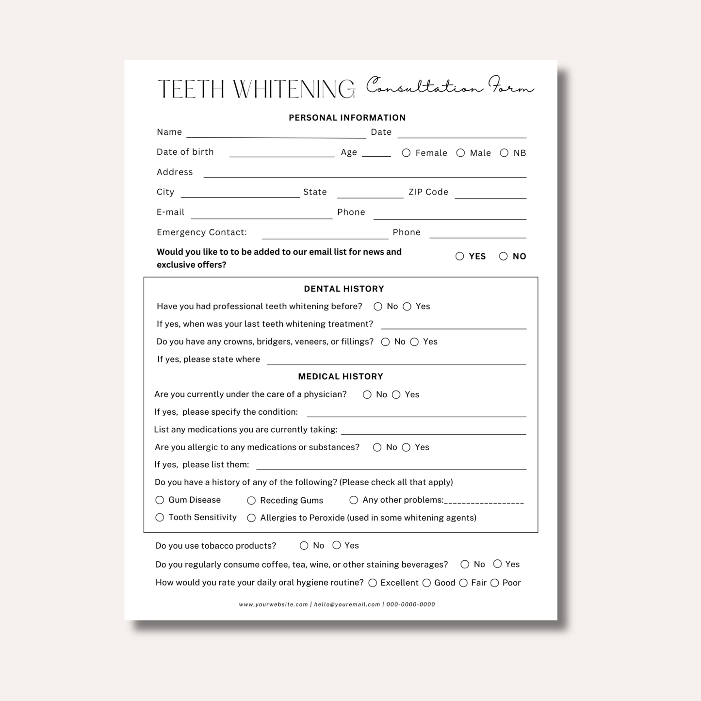Teeth Whitening Form Bundle