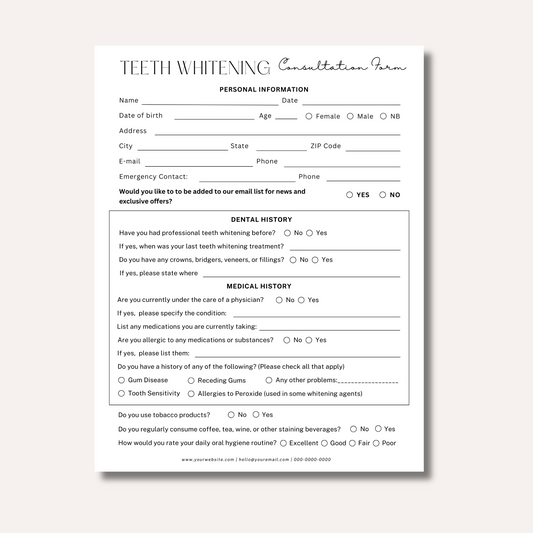 Teeth Whitening Form Bundle