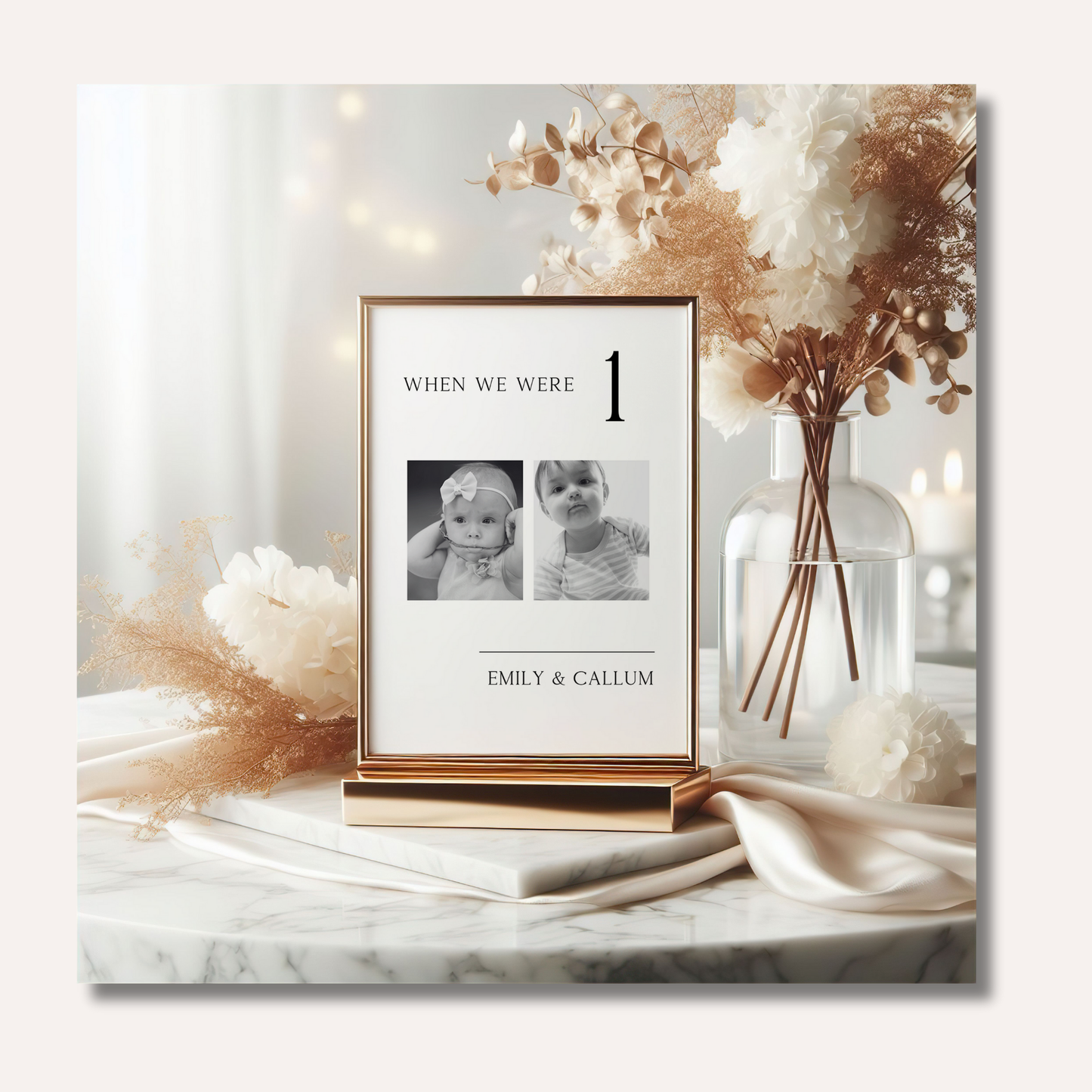 Table Numbers- B&W Photo "When We Were..."