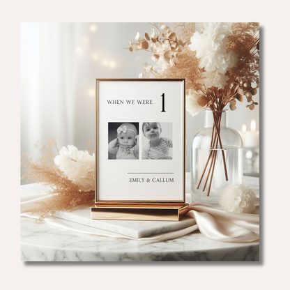 Table Numbers- B&W Photo "When We Were..."