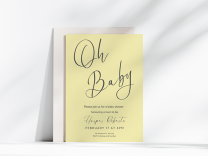 Oh Baby Yellow Invitation