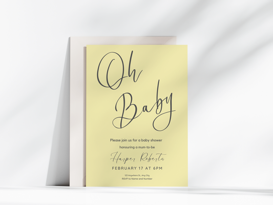 Oh Baby Yellow Invitation