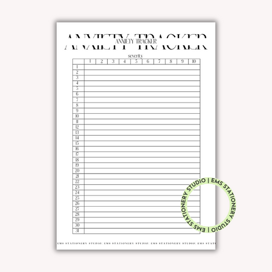 Monthly Anxiety Tracker Journal Inserts **Digital Download**