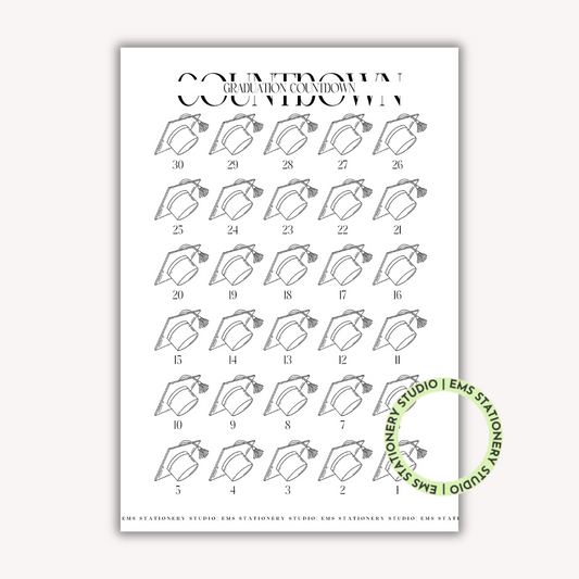 Graduation Countdown Caps Journal Inserts **Digital Download**