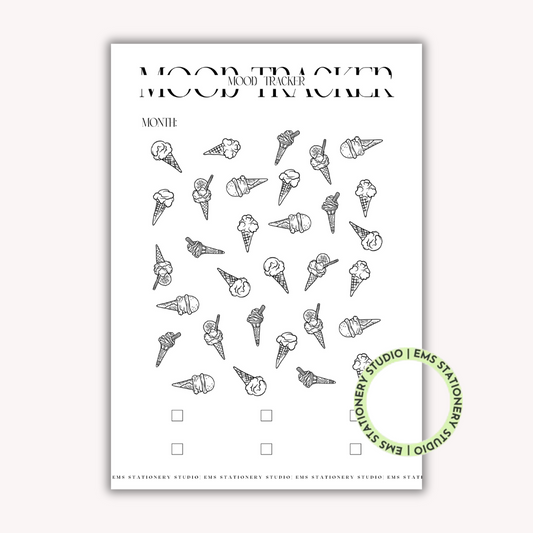 Ice Cream Monthly Mood Tracker Journal Inserts **Digital Download**