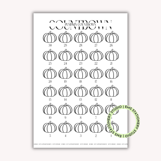 Halloween Countdown Pumpkin Journal Inserts **Digital Download**
