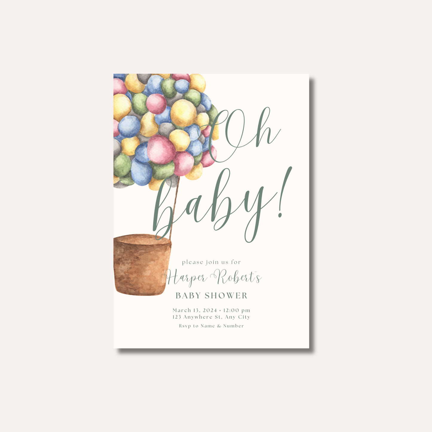 Multi Coloured Balloons Invitation