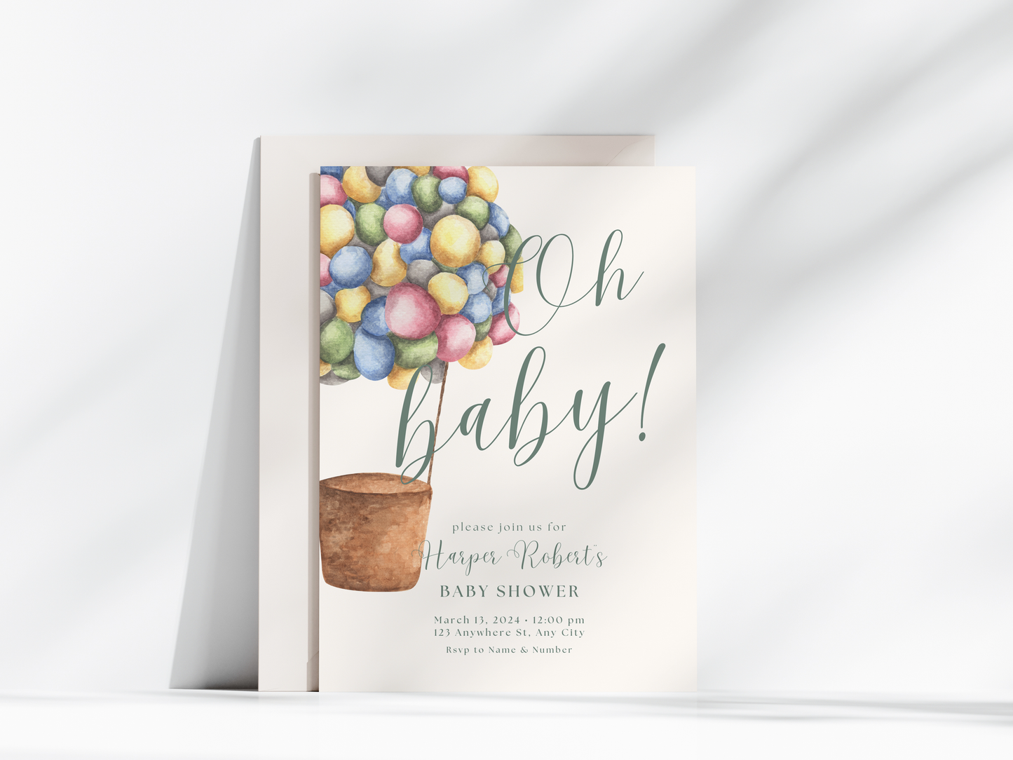 Multi Coloured Balloons Invitation