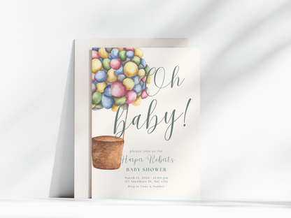 Multi Coloured Balloons Invitation