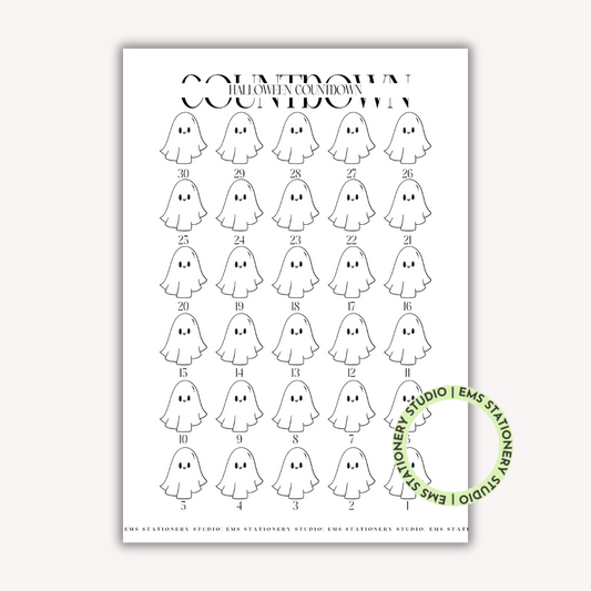 Halloween Countdown Ghost Journal Inserts **Digital Download**
