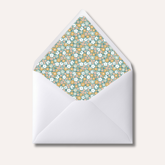 Envelope Liner: Green Florals